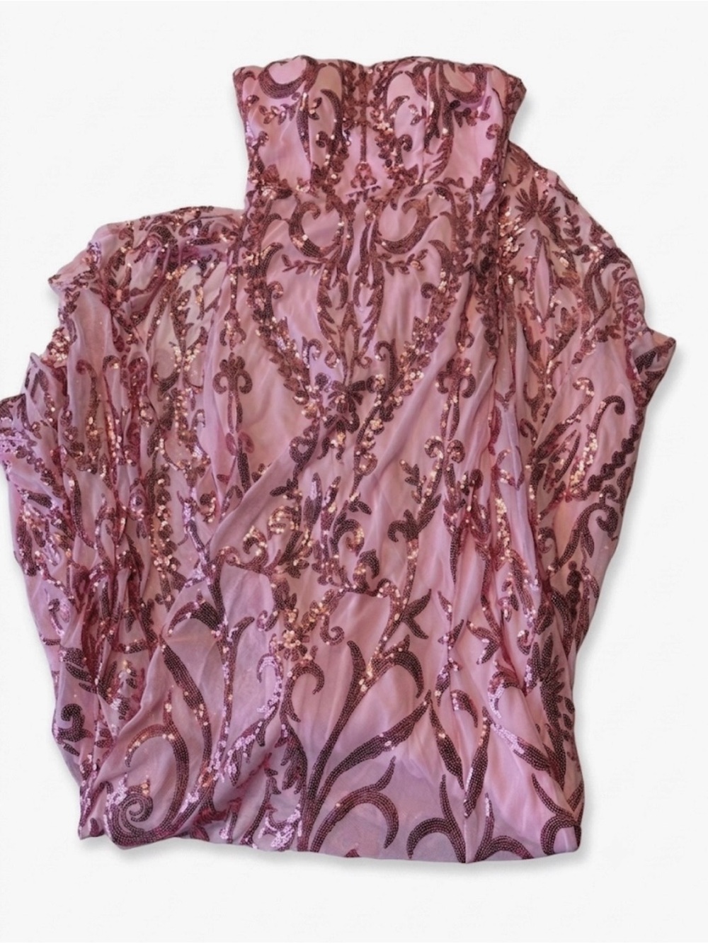 Strapless Pink Sequin-Embellished Mermaid Gown - Picture 4 of 5